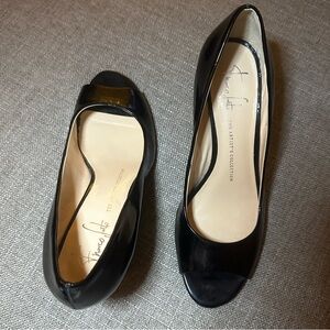 Black Peep Toe Wedges